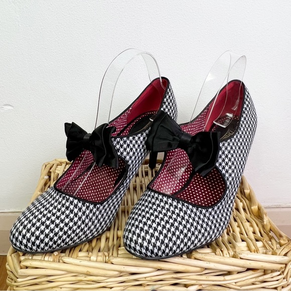 Joe Browns Black & White Houndstooth Bow Stiletto Court Shoes Heels UK Size 6 - Picture 2 of 9